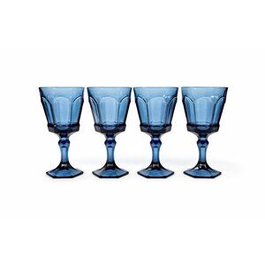 Water Glass Goblet Drinking Set 4 Stemmed Footed Vintage Fostoria Virginia Dark